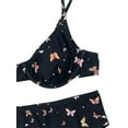 thumbnail image 4 of Qiylii 2 Pcs Women Bathing Suits, Adults Underwired Padded Butterfly Print Bikini Bra + Swimming Bottoms, 4 of 6
