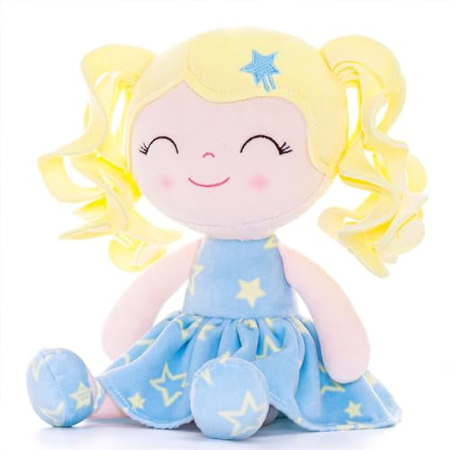 Gloveleya Baby Dolls Soft Snuggly First Baby Girl Regalos Muñeca Suave para Niñas con Vestido Azul Estampado de Estrellas Serie Galaxy de 12 Pulgadas