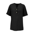 thumbnail image 5 of Oversized Tshirts for Women, Daily Casual Solid Short Sleeve V Neck Blouse, Black XXL, 5 of 9