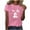 Pink, variant on Womens Easter Tops 2025 Summer Fashionable Short-Sleeved T-Shirt with Round Neck and Graphic Print