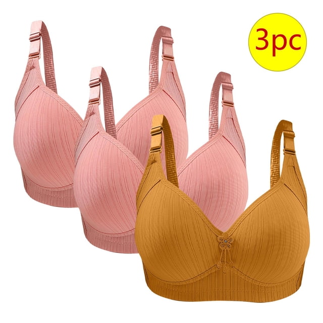 Bras for Women, 3PC Womans Large Size Solid Color Without Steel Ring Gathering Comfortable Bras Daily Bra