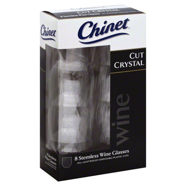 Cut Crystal Wine Glasses, Stemless, 15 Oz 8 Glasses