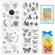 thumbnail image 1 of Sellos de Silicona, 4 Piezas Sellos de Silicona Transparente Flores Helecho Mariposa Plantas refranes Juego de Sellos de Silicona Vintage para Diario de Bricolaje Scrapbooking Juego de Sellos de, 1 of 7