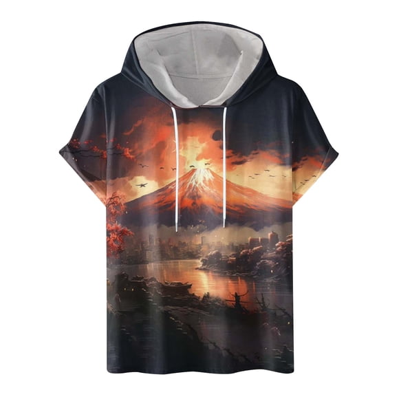 UVEASISHA Mens Summer Hoodie,Men's Short Sleeve Hoodie Workout Gym Sweatshirt Muscle Fit Fashion Athletic Hoodies Pullover Hooded T-Shirts 2025 Gold