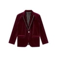 thumbnail image 4 of Miutii Kids Boys Velvet Gentleman Blazer One Button Dressy Suit Jacket Causal Party Formal Tuxedo Burgundy 14, 4 of 9