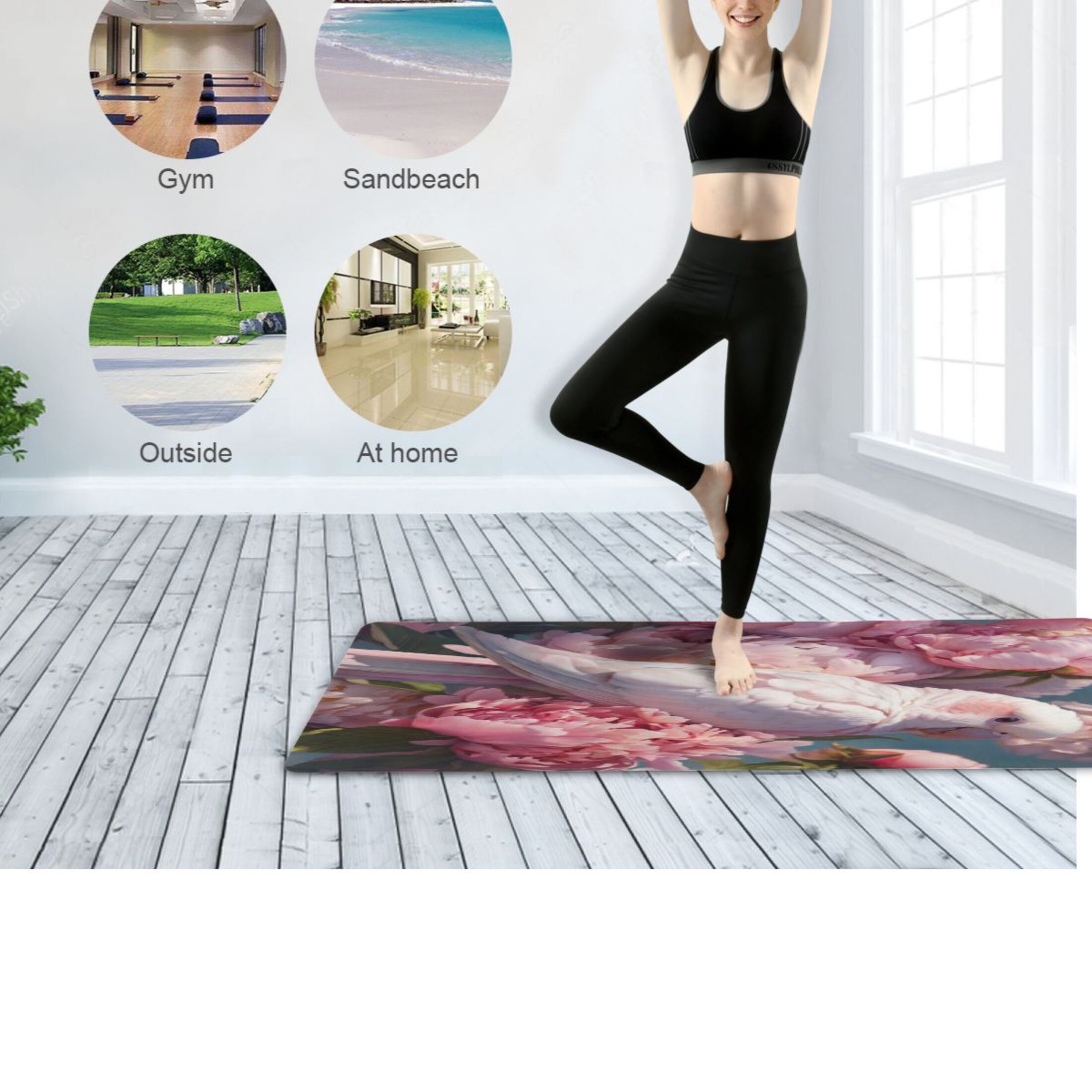 BZSMCE Yoga Mat Women Fitness Mat Peaceful Grace Pattern