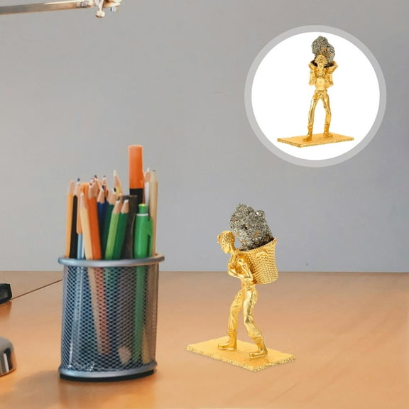 OUNONA  Back Basket Miner Mineral Stones Craft Digger Figurine with