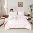 thumbnail image 4 of Manfei Natural Plant Floral Bedding Comforter Set,Boho Print Twin Comforter Sets,Pink White Bedding Set,Super Cozy Room Decoration Reversible,2pcs, 4 of 8