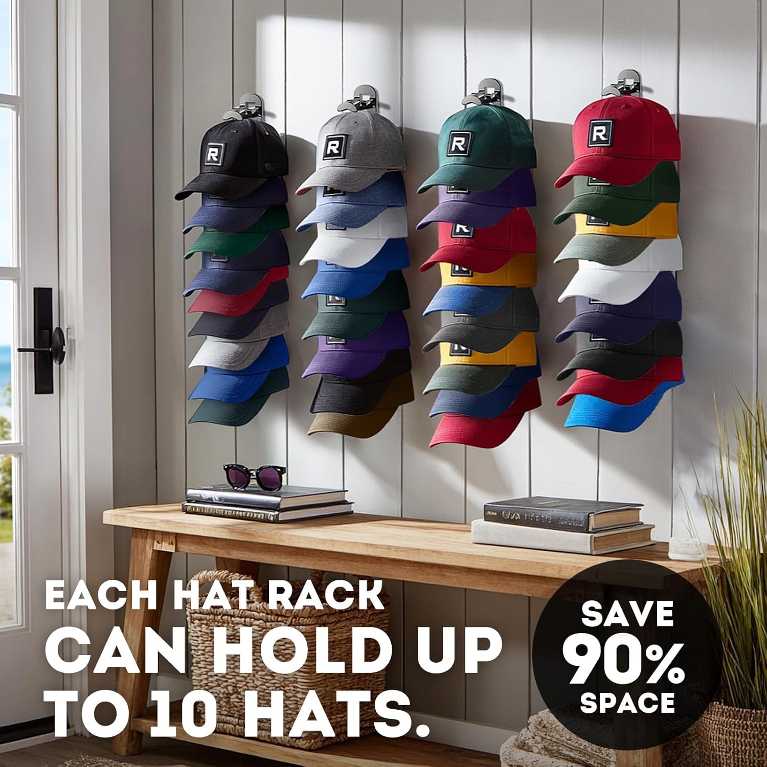 Livhil 2-Pack Baseball Cap Wall Rack, Black photo 2