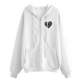 thumbnail image 3 of MuXi Women's Zip Up Hoodie Long Sleeve Casual Pullover Winter Warm Sweatshirt with Drawstring Pocket Print Design (White,M), 3 of 3