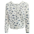 thumbnail image 5 of Wang6 Womens Cardigan Sweaters Fall White Open Front Button Knit Sweater Long Sleeve Knitted Tops Causal Crew Neck Floral Outwear White S, 5 of 5