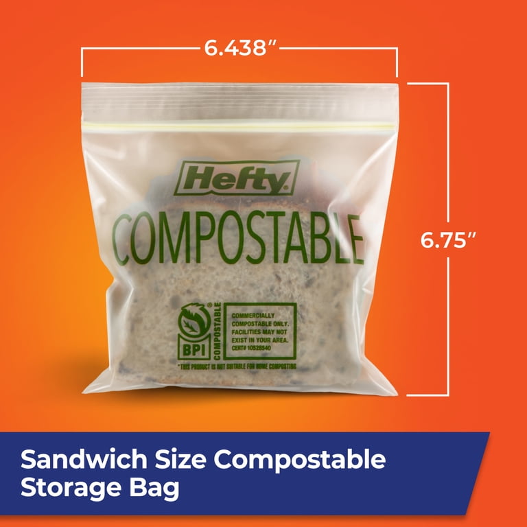 Hefty Press to Close Sandwich Bags 50 Count, Made with Eco