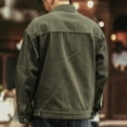 thumbnail image 4 of hotojiny Men's Cotton Button down Shirts Vintage Long Sleeve Casual Shacket Jacket Fall Outerwear with Flap Pockets, 4 of 6