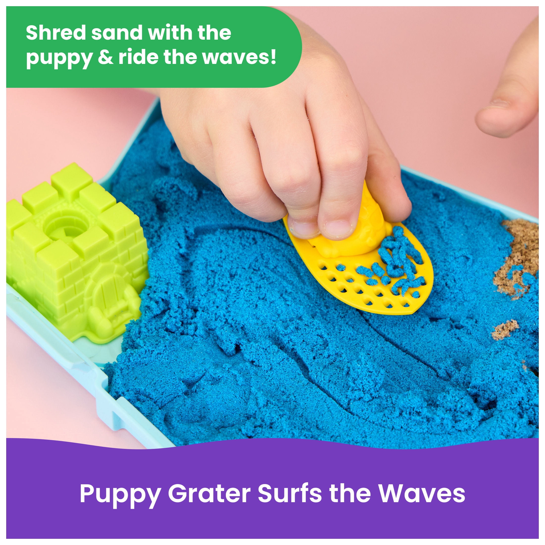 Kinetic Sand, Surf 'N Sand Paradise Playset with 10 oz Play Sand, 3 Tools & Molds