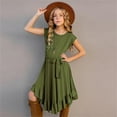 thumbnail image 6 of KDFJPTH Retro Dresses Kids Vintage Sleeve Swing Dresses Solid Dress Girls Party Ruffles Rockabilly Short Little 712Y Girls Dresses Girls Fashion 7 Stylish Outfits for Girls plus Kids Fall, 6 of 9