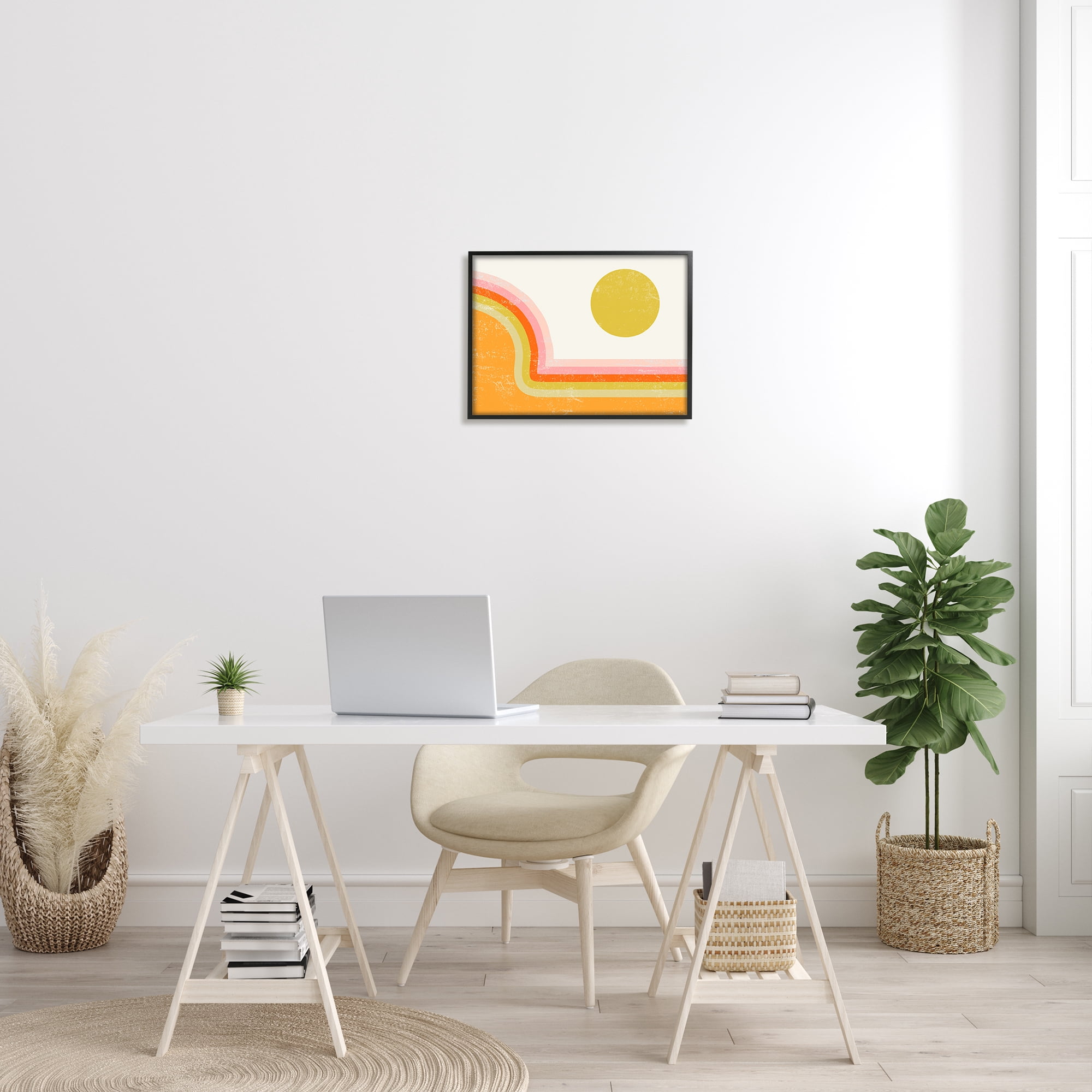 Stupell Indtries Retro Summer Sun Landscape Bold Orange Pink Mountain,20 x 16,Design by Daphne Polselli