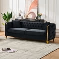 thumbnail image 4 of ChenyueFurn 81" Chesterfield Velvet Tufted Sofa with Gold Stainless Steel Legs,Black, 4 of 9