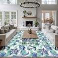 thumbnail image 3 of 5x7 Area Rugs for Living Room, Blue Starfish Anchor Non Slip Area Rugs for Kitchen Bedroom Entryway, Summer Coastal Teal Waves Stripe Washable Carpet Runner Rug Floor Mats for Bedroom Home Decor, 3 of 8