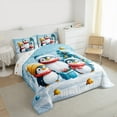 thumbnail image 3 of jejeloiu Kawaii Penguin Merry Christmas Happy New Year Full Comforter Set,Reversible Super Cozy Kids Bedding,3pcs, 3 of 8