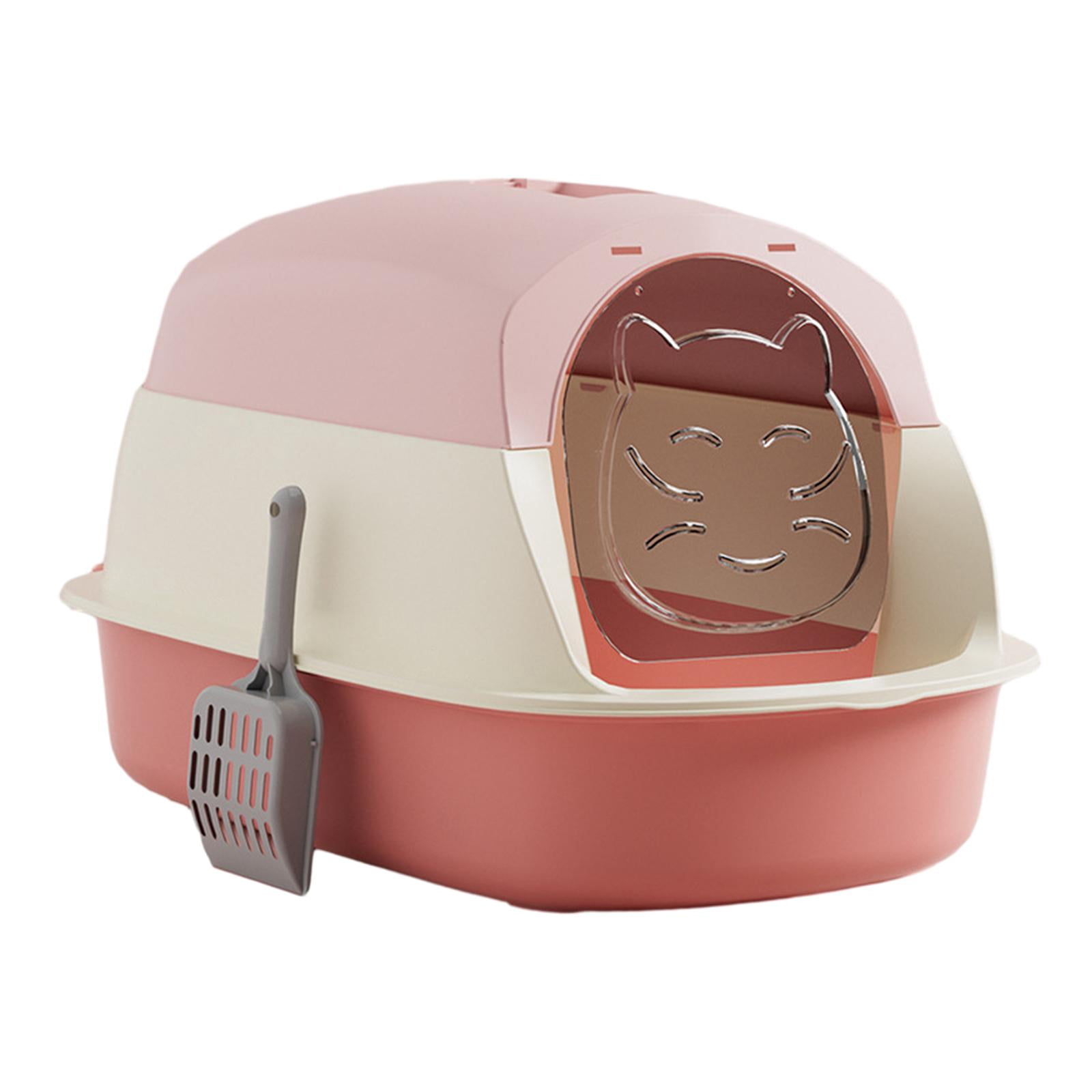Bvdfgk Hooded Cat Litter Boxes, Hooded Pet Litter Box, Fully Enclosed Cat Toilet, Large Pink