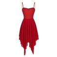 thumbnail image 3 of Jizyo Women's Lyrical Dance Dress Sleeveless Asymmetrical Chiffon Skirted Leotard Dancing Dress Red XXL, 3 of 7