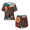 thumbnail image 4 of Picia Sunflower Bald Eagle Pajamas Sets for Women Soft Short-Sleeved Pjs with Lounge Shorts Two Piece Sleepwear-Small, 4 of 9