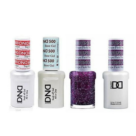 DND Daisy Nail Design Gel Polish 4ct Combo - Base, No Cleanse Top, Gel, & Lacquer - Grape Field Star 409
