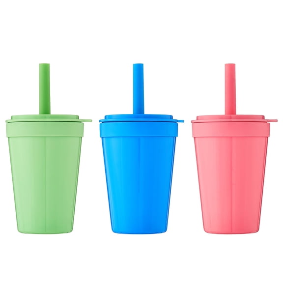 Mainstays Kids 15 oz Multicolor Plastic Tumblers, Set of 3