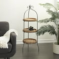 thumbnail image 3 of DecMode 17" x 51" Brown Metal Arched 3-Tier Shelving Unit with Scroll Top, 1-Piece, 3 of 13