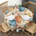 thumbnail image 3 of Fall Pumpkins Leaves Pattern Round Tablecloth 60" X 60",Wrinkle Wipeable Table Cloth for Kitchen Dining Room Picnic Patio Party, 3 of 6