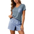 thumbnail image 2 of Ynynloco Womens Pajama Sets Short Sleeve Pajamas for Women Sets Soft Comfy Lounge Sets Casual V Neck Loungewear Sleepwear PJS, 2 of 8