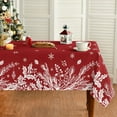 thumbnail image 1 of Christmas Tablecloth 60×104 Inch, Floral Leaf Red Washable Table Cover for Party Picnic Dinner Decor, 1 of 5