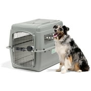 Petmate Sky Kennel for Dogs, IATA Approved, Plastic Travel Carrier, Gray, For Dogs 50-70 lbs, Large, 40 x 27 x 36