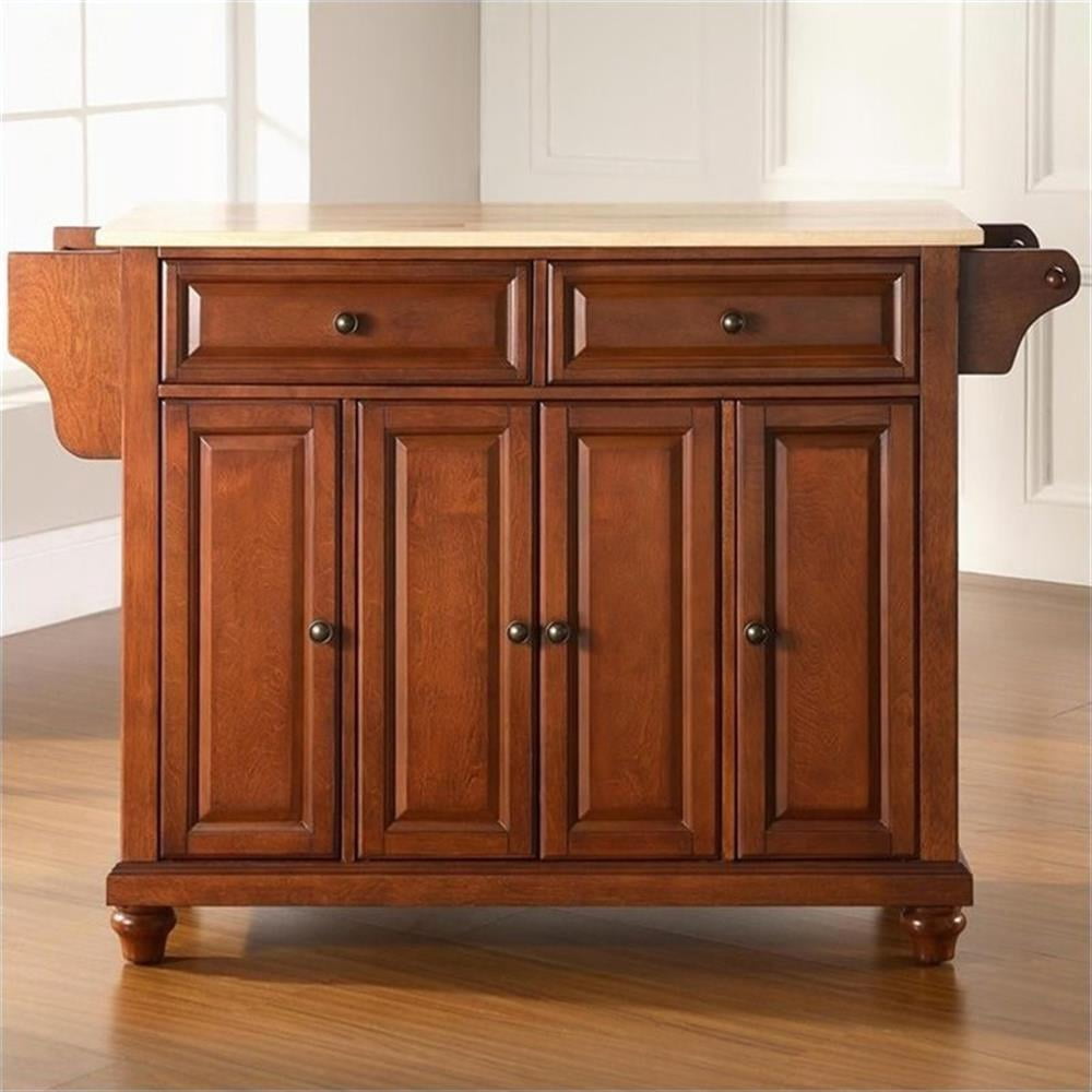 Crosley Furniture Cambridge Natural Wood Top Kitchen Island in Cherry