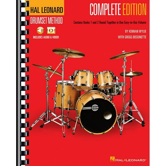 Drumset Method - Complete Edition of Drum Lessons for Beginners - Includes Two Drum Books, Audio & Video - Hal Leona, (Paperback)
