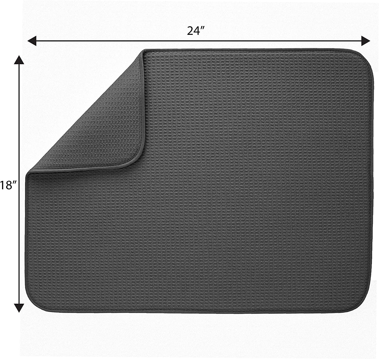 SUSSEXHOME 18 in. x 24 in. Gray Super-Absorbent Washable Cotton Large Dish  Thin Drying Mat DRY-WLT-07 - The Home Depot