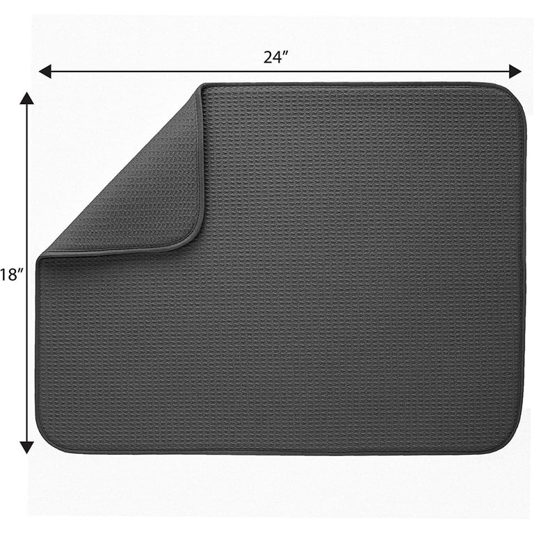 Dish Drying Mat XL-24x16 Drying Mat for Kitchen Counter with Non-slip  Rubber Backed, Ultra Absorbent, Quick Dry, Hide Stain Fit Cabinets Shelf  Dish