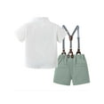thumbnail image 2 of CARETOO Toddler Boy Outfits Short Sleeve Button Shirts Bowtie Suspender Shorts Formal Clothes 1-5T, 2 of 14