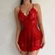 thumbnail image 3 of Gibobby Pijamas para mujer Nueva Sexy cuello en V Sexy encaje ropa de dormir satén ropa de dormir encaje Chemise Mini Teddy ropa de dormir (Rojo,M), 3 of 5