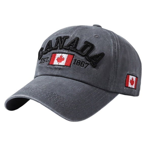 Baseball Caps Canada Day Embroidered Maple Leaf Flag Adjustable Hat for Casual Wear Everyday Use Gray