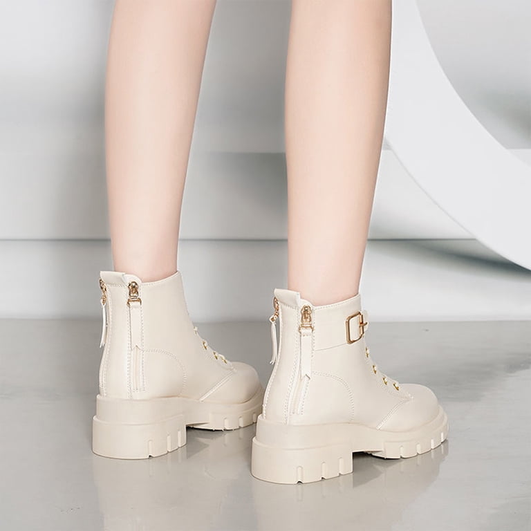 Lovskoo Ankle Boots for Women Round Toe Platform British Korean