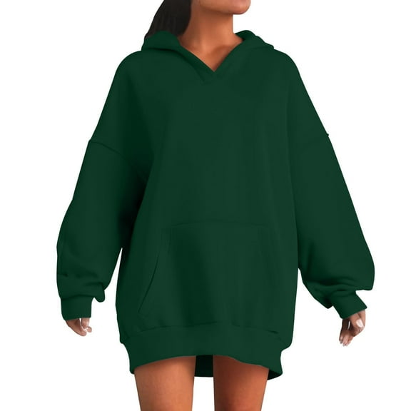 ZHYou Womens Oversized Hooded Sweatshirts,Long Sleeve Loose Fit Pullover Casual Comfortable Hoodies with Kangaroo Pocket,Green,Size 2XL