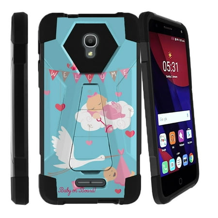 Alcatel One Touch Fierce Parts Alcatel One Touch Fierce 4 and Pop 4 Shock Fusion Heavy Duty Dual Layer Kickstand Case - Swan and Baby Girl ()