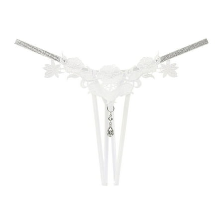 Women Sexy Panties White Lace Thongs Beaded Thong Naughty Panties One Size