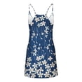 thumbnail image 5 of YLSDL Women Summer Spaghetti Strap Sleeveless Mini Dress Scoop Neck Cute Floral Print Beach Sundress Athletic Pullover Cami Short Dresses with Pockets Dark Blue 4, 5 of 5
