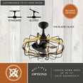 thumbnail image 3 of Kenton Black and Gold Satin Brass Contemporary 21-in. Fandelier Ceiling Fan with Cage Light Kit and Remote, 3 of 7