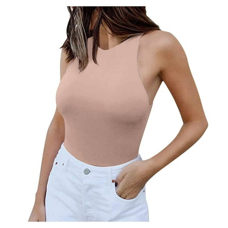 

Jumpsuits For Women Dressy Women s Sleeveless Solid Halter Neck Slim High Elastic Bodysuit Women s Jumpsuits Rompers & Overalls Summer Rompers For Women 2023 Beach