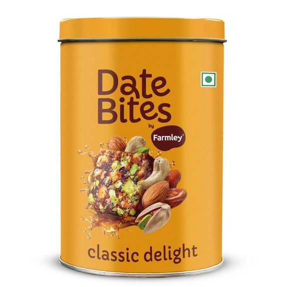 Farmley Date Bites Protein Bar Jar, No Added Sugar, Dates Cashews  Almonds Pistachios Honey, Healthy Natural Snack, 7.05 oz, Pack of 10