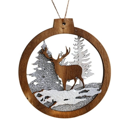 Christmas Sale Deals Iuhan Home Decor Gifts Wooden Pendant Christmas Tree Ornament Party Hanging Decor ()