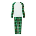 thumbnail image 5 of Christmas Pajamas for Family Long Sleeve Santa Hat Print Tops + Buffalo Plaid Pants Set Winter Sleepwear, 5 of 10